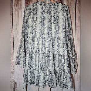 Altar'd State Gray Snake Print Tiered Ruffled Midi Dress Size Medium